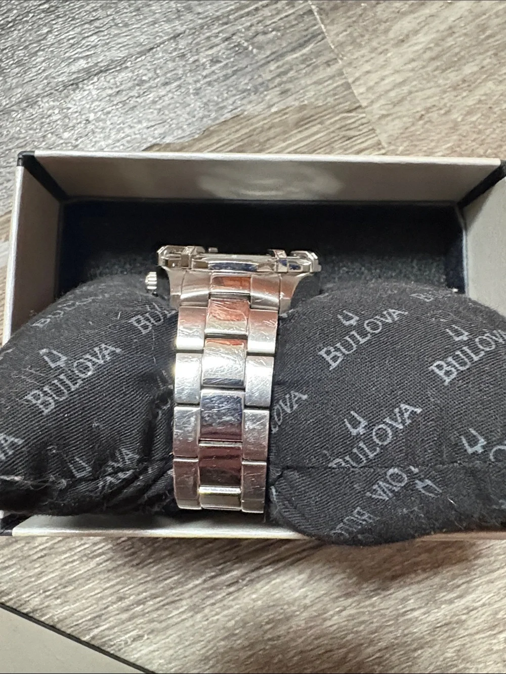 Bulova Silver Bracelet Watch with Light Blue Dial and Heart Open-Heart
